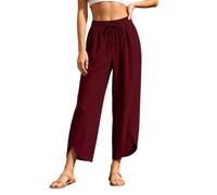 Pantalon Crop Grande Taille Unie élastique, Confort Quotidien