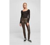 Pantalon cuir synthÃ©tique taille moyenne femme Urban Classics Marron 27