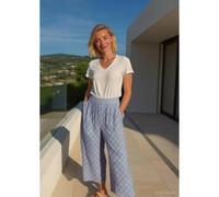 Pantalon culotte à motifs taille haute et ceinture élastique femme s.Oliver Bleu 44