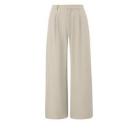 Pantalon dÃ©contractÃ© Wide Leg Ã plis femme QS Beige 36x30