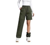 Pantalon d'activité de plein air pour femme avec jambes zippées convertible entre styles long et court Pantalon en tissu polyester Pantalon de randonnée amovible pour femme, vert militaire, XL