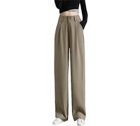 Pantalon d'affaires pour femme, style campagnard, rétro, avec cordon de serrage, coupe ajustée, pantalon d'escalade, kaki, L