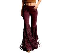 Pantalon Danse Latine à Franges pour Femme Pantalon Danse Salsa Chacha Samba Rumba Tango Pantalon Évasé Danse de Salon Compétition Dancewear S-XX