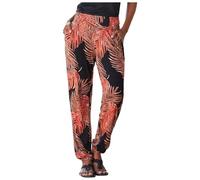 Pantalon de beach-volley pour femme - Taille haute - Imprimé facile - Pantalon long - Boho - Poches - Imprimé bohème - Poches faciles - Pantalon de plage - Pantalon long - Pantalon fluo court pour