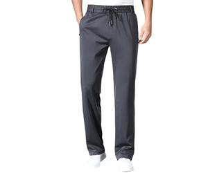 Pantalon de bureau pour homme Coupe slim, pantalon de travail pour homme Extensible avec élastique à la taille Cordon de serrage Pantalon avec poches Coupe décontractée Pantalon uni Jambe droite, gris