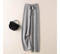 Pantalon De Cachemire Dames Taille Haute Jambe Large Décontracté Tricoté Hiver Laine Pure Lâche Femme (Color : Light Gray, Size : Large)