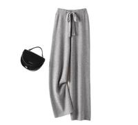 Pantalon De Cachemire Dames Taille Haute Jambe Large Décontracté Tricoté Hiver Laine Pure Lâche Femme (Color : Light Gray, Size : S)