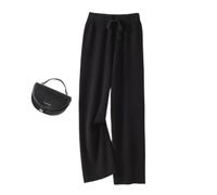 Pantalon De Cachemire Dames Taille Haute Jambe Large Décontracté Tricoté Hiver Laine Pure Lâche Femme (Color : Black, Size : XXL)