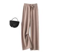 Pantalon De Cachemire Dames Taille Haute Taille Pantalon Jambe Pantalon Décontracté Pantalon Tricoté Hiver Laine Pure Laine Lâche Pantalon Femme (Color : Shallow Camel, Size : XXL)