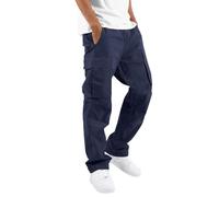 Pantalon de chef décontracté pour homme - Coupe ajustée - Coupe ample - Pour la randonnée - Pantalon de travail ample - Pantalon chino cargo régulier pour jogging britannique, bleu marine, 3XL
