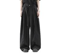 Pantalon de costume droit sophistiqué pour homme qui est ample et dispose d'un élément de design plissé classique (taille XL, noir)