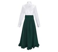 Pantalon de costume médiéval pour femme, robe classique deux pièces pour cosplay, événements historiques, costume élégant masque cosplay tenues (vert, M)