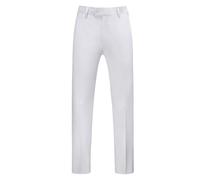 Pantalon de costume pour homme - Pantalon habillé uni, coupe droite, jambe droite, confortable, léger, taille extensible, devant plat, XXXXXXL, blanc, L