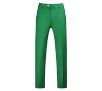 Pantalon de costume pour homme - Pantalon habillé uni, coupe droite, jambe droite, confortable, léger, taille extensible, devant plat, XXXXXXL, Vert, L
