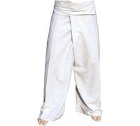 Pantalon de coton-pêcheur, pantalon de yoga fait au Népal blanc naturel / Pantalon pêcheur du Népal