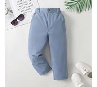 Pantalon de couleur unie décontracté pour jeune garçon, avec un seul bouton décoratif, poches en biais, taille élastique. Convient pour le port quotidien, les voyages, les fêtes, les vacances. Pantalo