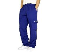 Pantalon De Course Pour Homme Avec Cordon De Serrage, Taille Ample, Poche De Couleur Unie, Pantalon De Survêtement Ample En Molleton Homme,Pantalon Décontracté Homme,Pantalon Cargo Homme (Blue, XXXXL)