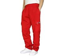 Pantalon De Course Pour Homme Avec Cordon De Serrage, Taille Ample, Poche De Couleur Unie, Pantalon De Survêtement Ample En Molleton Homme,Pantalon Décontracté Homme,Pantalon Cargo Homme (Red, XXXXL)