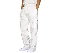 Pantalon De Course Pour Homme Avec Cordon De Serrage, Taille Ample, Poche De Couleur Unie, Pantalon De Survêtement Ample En Molleton Homme,Pantalon Décontracté Homme,Pantalon Cargo (White, XXXXL)