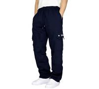 Pantalon De Course Pour Homme Avec Cordon De Serrage, Taille Ample, Poche De Couleur Unie, Pantalon De Survêtement Ample En Molleton Homme,Pantalon Décontracté Homme,Pantalon Cargo Homme (Navy, XXXXL)