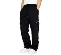 Pantalon De Course Pour Homme Avec Cordon De Serrage, Taille Ample, Poche De Couleur Unie, Pantalon De Survêtement Ample En Molleton Homme,Pantalon Décontracté Homme,Pantalon Cargo (Black, XXXXL)