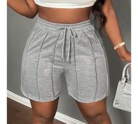 Pantalon de cycliste décontracté d'été avec dent de devant, plis et conception de cinquième quart, pantalon de survêtement, short de femme gris clair. L,M,S,XL,XS,XXLTissu tricoté