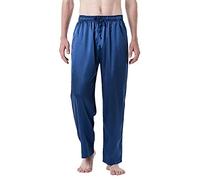 Pantalon de détente en satin pour homme, pantalon de pyjama doux à taille élastique, pantalon léger au toucher soyeux, vêtements de nuit confortables et décontractés, pantalon d'intérieur de luxe pour