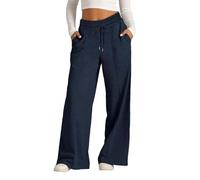 Pantalon de détente fluide pour fille - Pantalon palazzo à jambe large avec cordon de serrage réglable - Pantalon de survêtement léger d'été décontracté, noir foncé, 10-11 ans