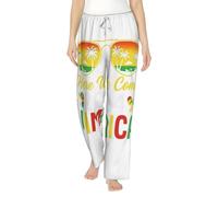 Pantalon de détente pour femme imprimé « Welcome To Jamaica » - Grande taille et taille haute, doux et extensible - Avec poches, blanc, S