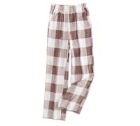 Pantalon de Grossesse Femme Grande Taille Pyjama Coton Large Polaire Pijamas Hiver Noel Couple Gaze Flanelle Pyjama a Carreaux Tenue D Intérieur Femme Marron M