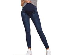Pantalon de Grossesse Femme Jean Stretch élastique Jean Coupe Slim Bandeau Haut Stretch et Confortable Jeans Enceinte Skinny Push up Fesse Pantalon de maternité Jogging Automne Hiver Chaud (Blue, S)