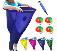 Pantalon de jeu de grand-mère portable, pantalon de jeu amusant et géant extensible avec 4 balles rebondissantes, pantalon de fête de famille, jeux de nuit (bleu)