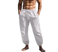 Pantalon de Joggeurs en Lin en Coton pour Hommes, Pantalon de Yoga de Jogging Masculin pour Hommes