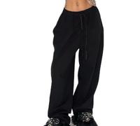 Pantalon de jogging à jambe large en polyester pour femme - Pantalon de survêtement ample avec longueur normale et poids du tissu adapté à la saison (XL noir)