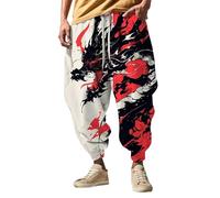 Pantalon de jogging à jambes larges pour homme - Respirant - Séchage rapide - Pour yoga et plage - Pantalon baggy streetwear avec poches à la taille élastique - Pantalon sarouel léger, Noir , XL