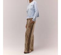 Pantalon de jogging à taille basse avec rayures latérales en velours épais, taille avec lien. Style décontracté et cosy, à la mode "Old Money Cute Country Cottage Core". Pantalon de détente d'été pour