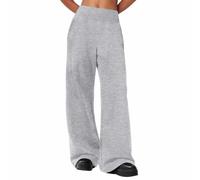 Pantalon de jogging ample à jambe large pour filles - Pantalon de survêtement décontracté à taille élastique - Pantalon de sport surdimensionné à enfiler avec poches, gris, 10-11 ans