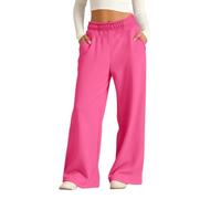 Pantalon de jogging ample à jambe large pour filles - Pantalon de survêtement décontracté - Taille haute élastique - Pantalon de sport surdimensionné tendance, rose vif, 7-8 ans