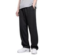 Pantalon de jogging ample en coton à ourlet ouvert pour homme - Pantalon de fitness à jambe large - Taille élastique - Pantalon de sport - Pantalon droit décontracté - Pantalon uni confortable et doux