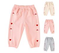 Pantalon de jogging ample pour bébé fille - Taille élastique - Pantalon de sport doux tendance décontracté - Taille haute - Pantalon sarouel respirant et léger