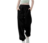 Pantalon De Jogging Ample pour Filles Automne avec Cordon De Serrage pour Enfants Taille Haute éLastique Jambe Droite Pantalon D'éCole Couleur Unie Pantalon De Survêtement Surdimensionné avec Poches