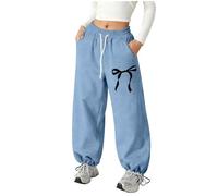 Pantalon de Jogging Ample pour Filles en Coton Coupe Ample - Jambes Larges - Décontracté Pantalon de Survêtement Cargo pour Danse École Photographie Classique Soft Bottoms Activewear