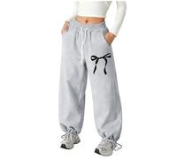 Pantalon de Jogging Ample pour Filles en Coton Coupe Ample - Jambes Larges - Décontracté Pantalon de Survêtement Cargo pour Danse École Photographie Classique Soft Bottoms Activewear
