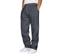 Pantalon de jogging baggy pour homme - Pantalon de survêtement long et large - Coton chaud - Taille élastique - Cordon de serrage - Jambe large - Pantalon de sport avec poches - Couleur unie - Y2K