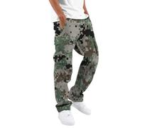Pantalon de jogging cargo camouflage pour homme - Motif camouflage - Pantalon de loisirs - Taille élastique - Pantalon de travail pour homme - Coupe droite - Pantalon de sport - Pantalon de loisirs -
