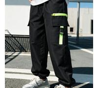 Pantalon de jogging cargo color-block décontracté pour pré-adolescents, chic pour l'école, le campus et l'université en automne/hiver 8Y,9Y,10Y,11Y,12Y,13YLettresTissu tissé