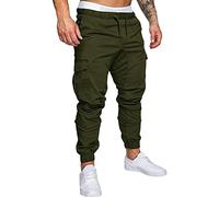 Pantalon de jogging cargo pour homme - Avec taille élastique - Stretch - Pantalon cargo long - Pantalon de travail droit - Pantalon de loisirs - Pantalon hip hop - Pantalon de sport - En coton