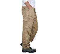 Pantalon de jogging cargo sauvage pour homme, coupe décontractée, extensible, taille élastique, plusieurs poches, pantalon de travail décontracté pour la randonnée et le travail, kaki, XL