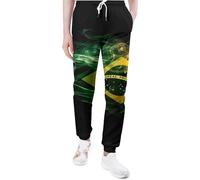 Pantalon de jogging confortable avec drapeau du Brésil, style fumé, léger et athlétique avec poches pour femmes et hommes, Comme indiqué sur la photo, XL