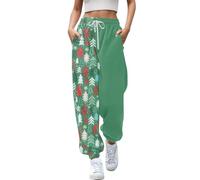 Pantalon de jogging décontracté en polaire pelucheuse pour femme - Taille élastique - Coupe décontractée - Pantalon chaud pour l'intérieur - Repos à la maison - Confortable - Pour l'hiver, Vert, L